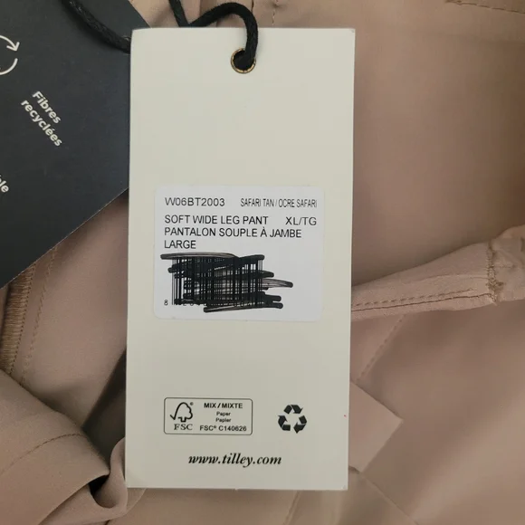 Tilley NWT Tech Slk Womens Wide Leg Tan Pants Size XL Lightweight Wicking - Picture 6 of 11